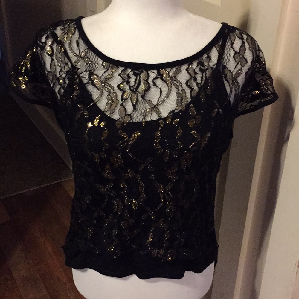 Don’t you dare black and gold Lacey top size XS
